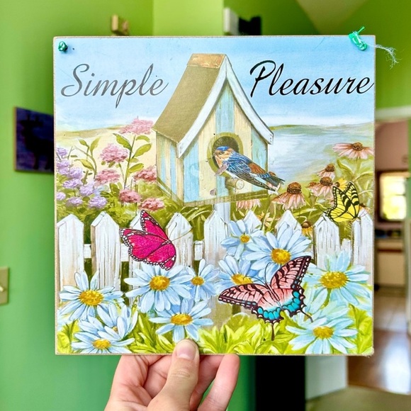 Other - Vintage Bird House Fence Nature Sunny Day Wall Hanging Home Decor Wood Sign